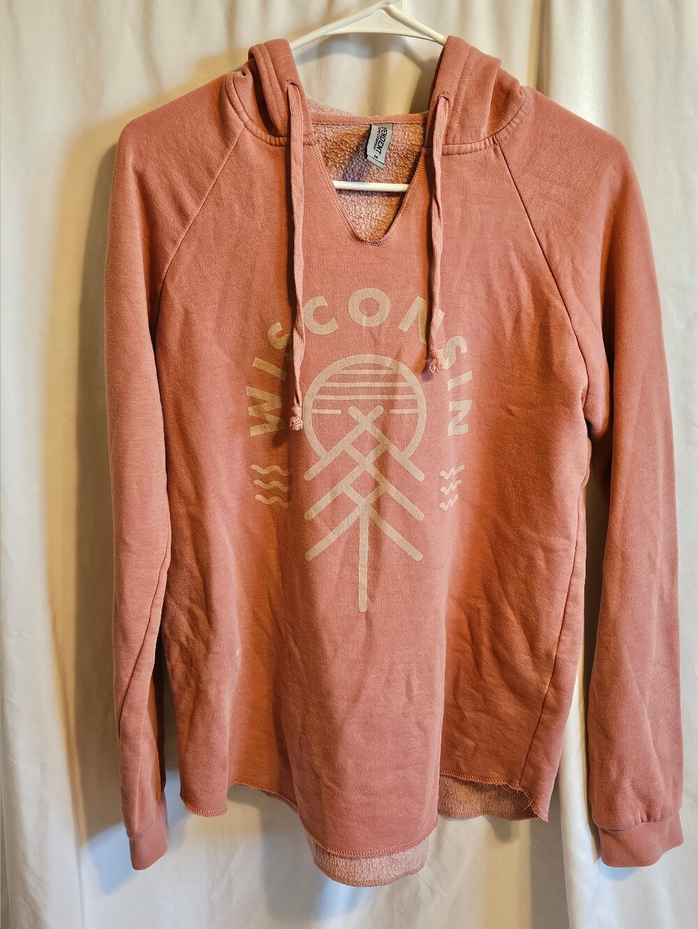 Women's Dusty Rose/Pink Wisconsin Graphic Hoodie Sweater SZ. M